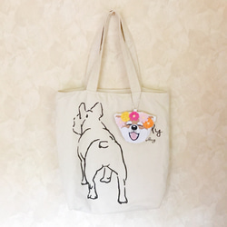 【スマイルわんこ】柴犬スマイルバッグチャーム（コスモス花冠）犬・ペット・フェルト 3枚目の画像