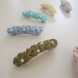【選べるカラー】リフ編みバレッタ～キッズサイズ～ 4枚目の画像