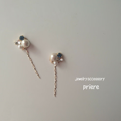 棉花珍珠水晶珠寶2WAY（蒙大拿州）（耳環，耳釘，耳環鈦） 第2張的照片