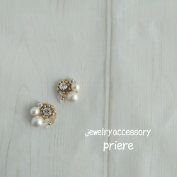 *棉珍珠磨砂玻璃風格的花bijou *（Kisuka）（穿孔耳環，耳環，鈦穿孔耳環）* 第1張的照片