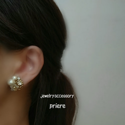 *棉珍珠磨砂玻璃風格的花bijou *（Kisuka）（穿孔耳環，耳環，鈦穿孔耳環）* 第3張的照片