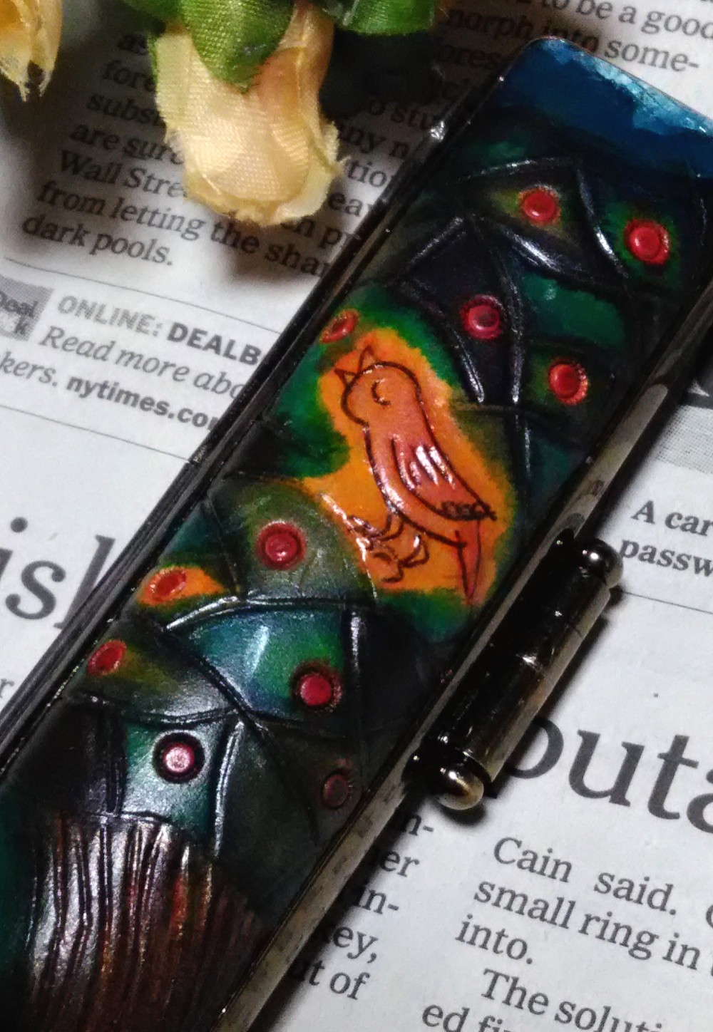 【手描き一点物】印鑑ケ－ス　太さ12㎜×長さ60㎜（認印・銀行印）用　【コトリ】　はんこ　印鑑