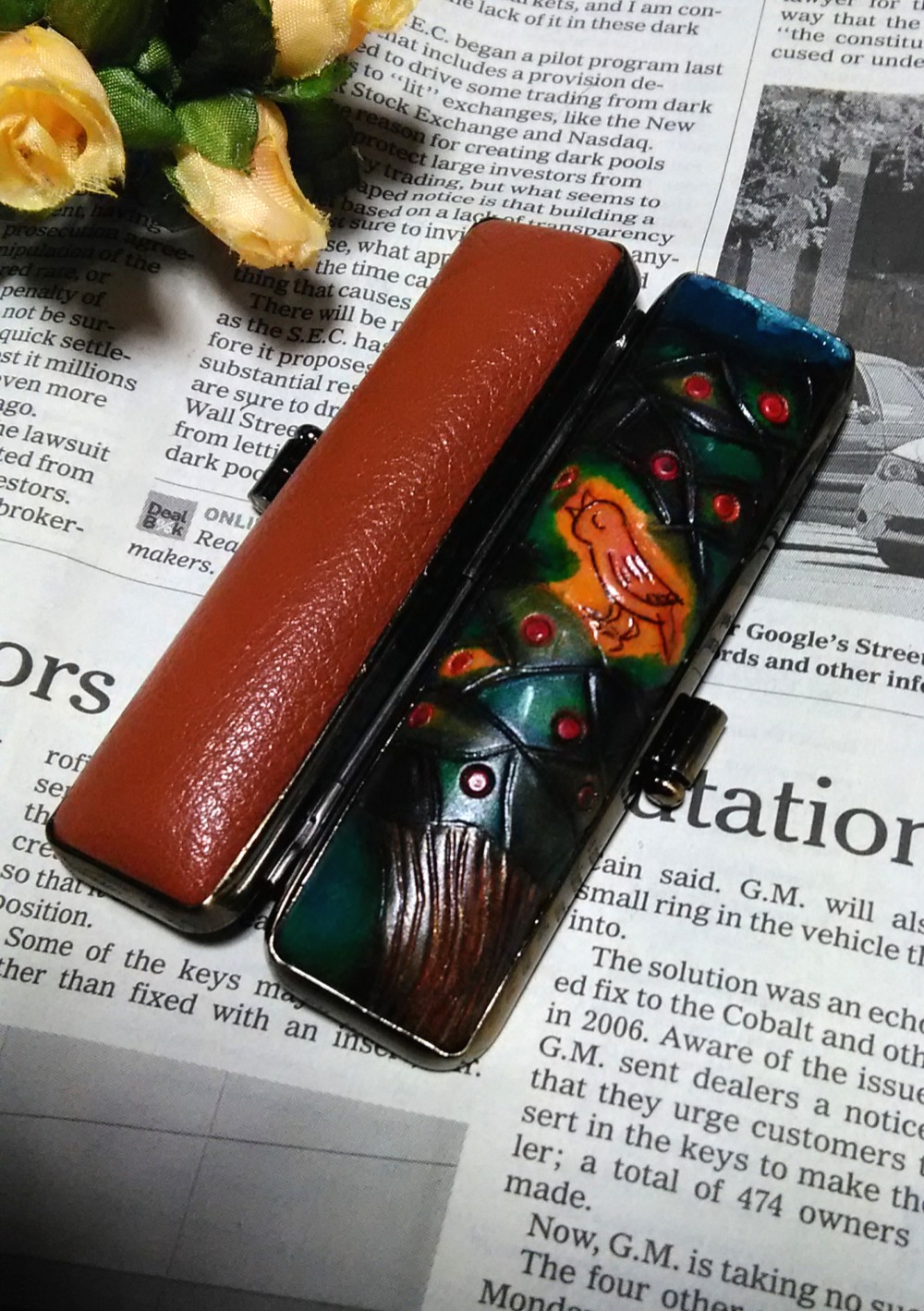 【手描き一点物】印鑑ケ－ス　太さ12㎜×長さ60㎜（認印・銀行印）用　【コトリ】　はんこ　印鑑