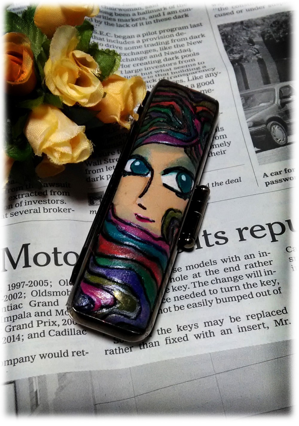 【手描き一点物】印鑑ケ－ス　太さ12㎜×長さ60㎜（認印）用　【women】　世界で一本　はんこ　印鑑