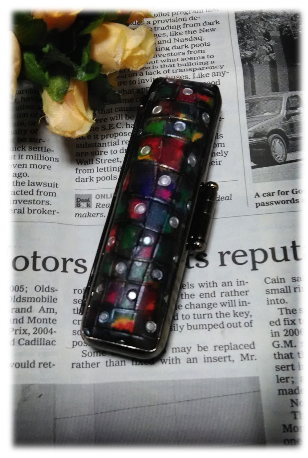 【手描き一点物】印鑑ケ－ス　太さ12㎜×長さ60㎜（認印・銀行印）用　【モザイク】　はんこ　印鑑