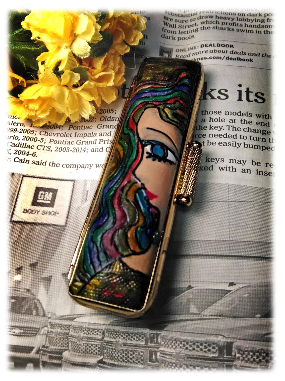 【手描き一点物】印鑑ケ－ス太さ12㎜×長さ60㎜（認印）用　【プロフィール③】　世界で一本　はんこ　印鑑