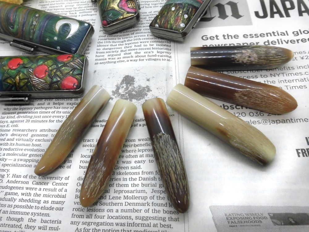 太さ15㎜×長さ60㎜　素敵な牛角(オランダ水牛)角先印材　(銀行印・実印サイズ)