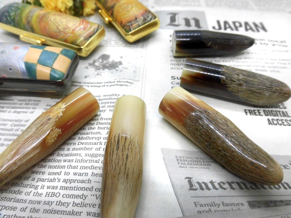 素敵な牛角(オランダ水牛)角先印材　太さ16.5㎜×長さ60㎜(実印サイズ)