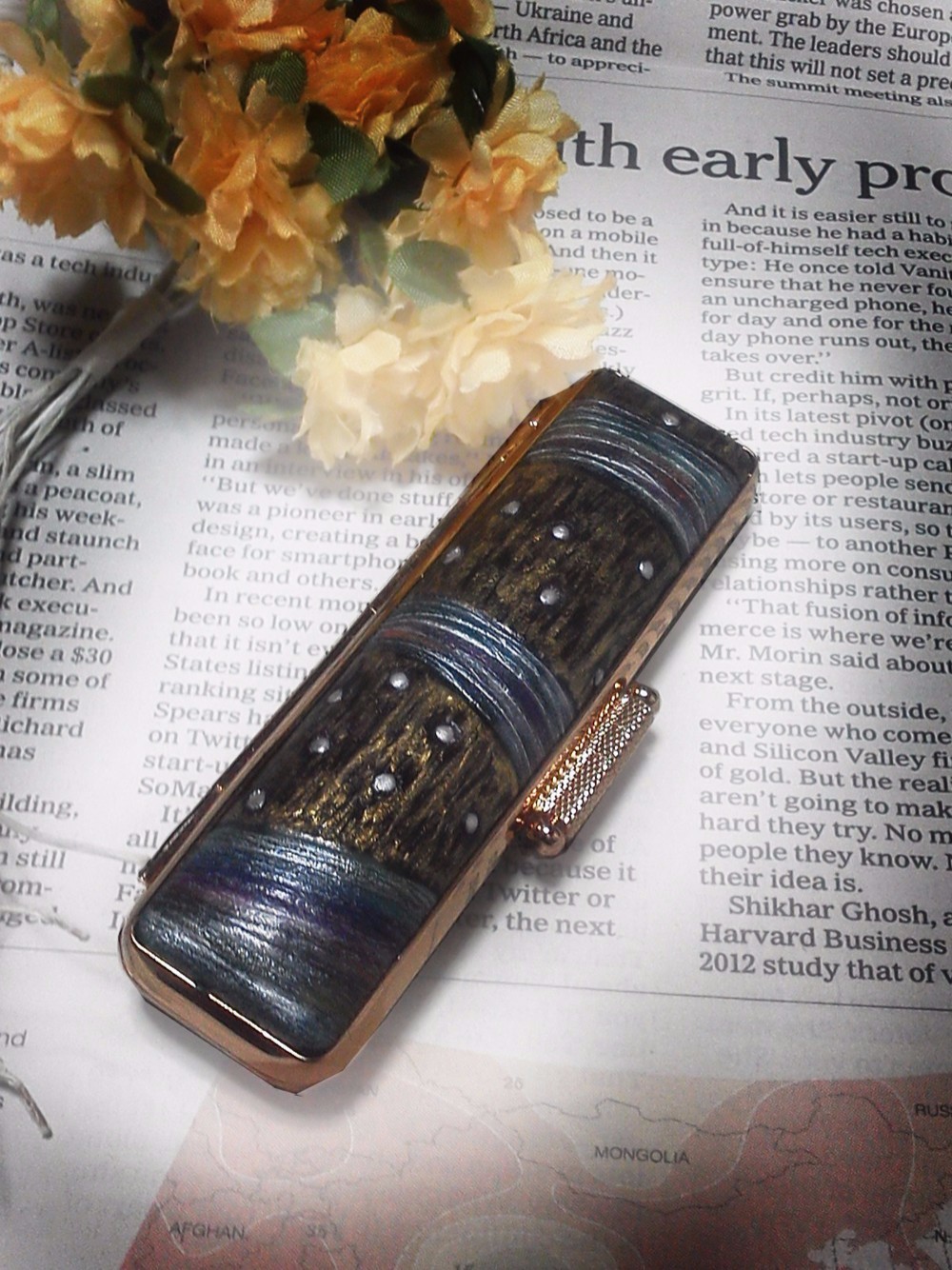 【手描き一点物】印鑑ケ－ス　太さ12㎜×長さ60㎜（認印・銀行印）用　【銀河の波】　はんこ　印鑑