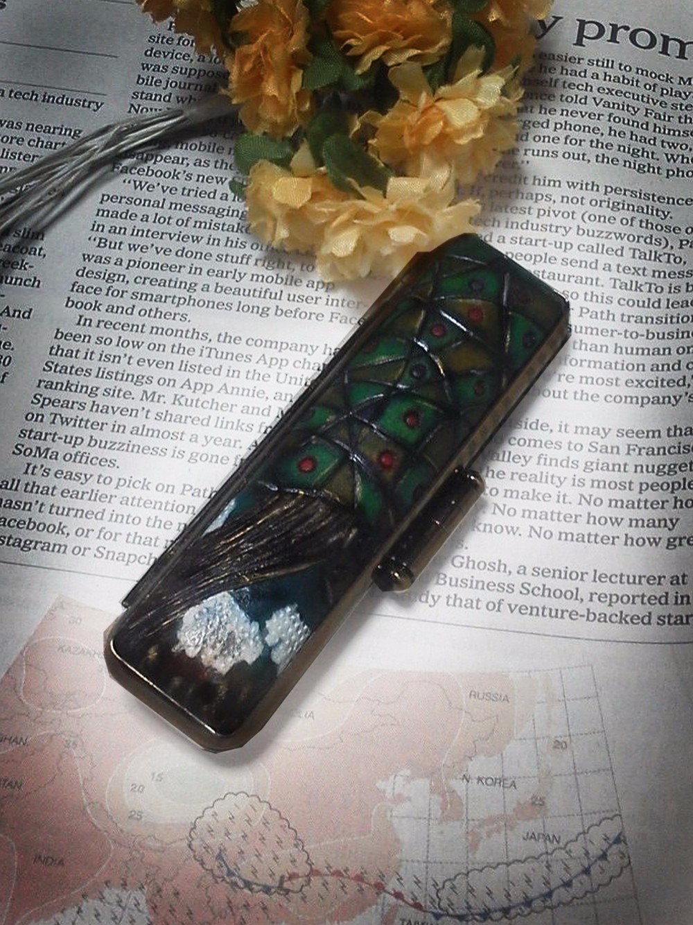 【手描き一点物】印鑑ケ－ス　太さ12㎜×長さ60㎜（認印・銀行印）用　【懐かしの樹】　はんこ　印鑑