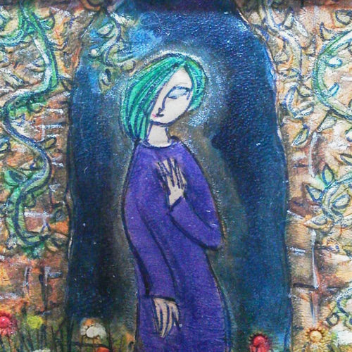 本革の絵画 革絵(かわえ) 「花」