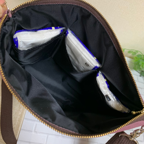 大きめ ポケット5室 ショルダーバック クラッチ サコッシュ 帆布