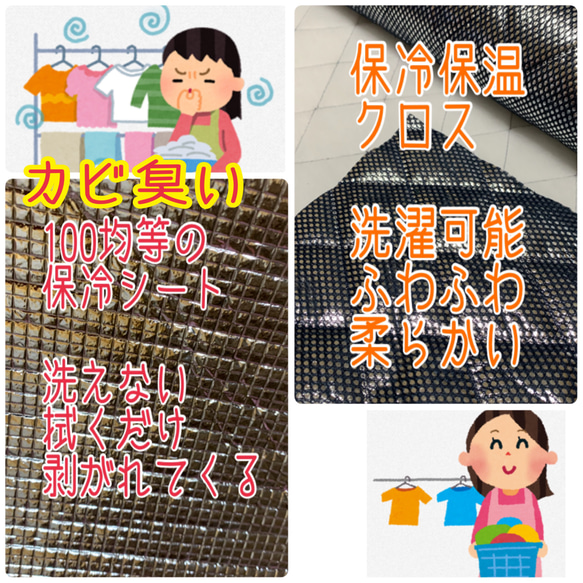 洗える 保冷保温 お弁当袋　保冷巾着　保冷弁当　保冷バック　北欧ドーナツ柄黒色　全2色 9枚目の画像