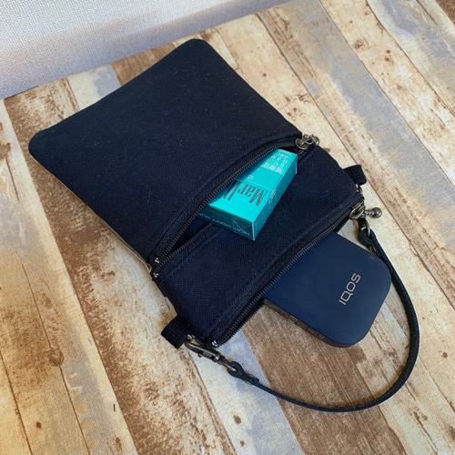 iQOS glo タバコ ふわふわ ケース 帆布黒 大人の移動ポケット