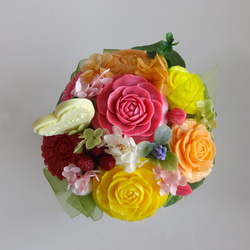 ピック付き 石鹸彫刻  香る花のアレンジメント 2枚目の画像