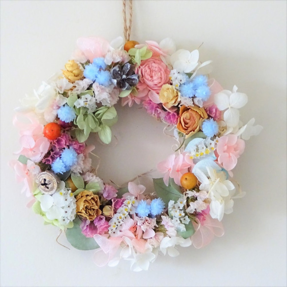 受注制作 春のお花いっぱいリース 