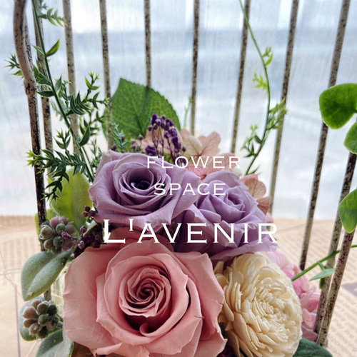 鳥かごアレンジ（プリザーブドフラワー） プリザーブドフラワー L