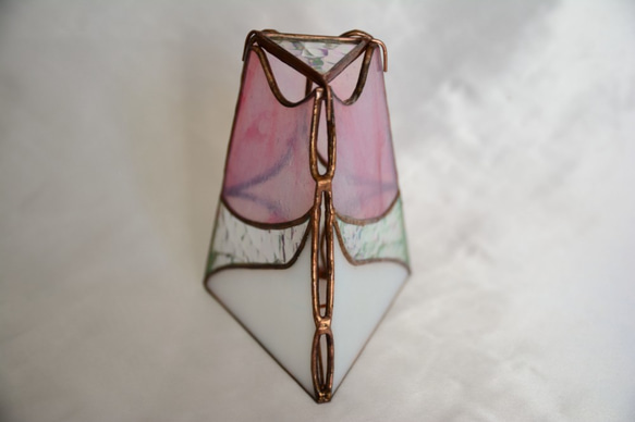 ステンドグラス　アロマランプ　三角　桜色 5枚目の画像