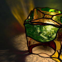 ステンドグラス　アロマランプ　四角　緑、黄色 3枚目の画像