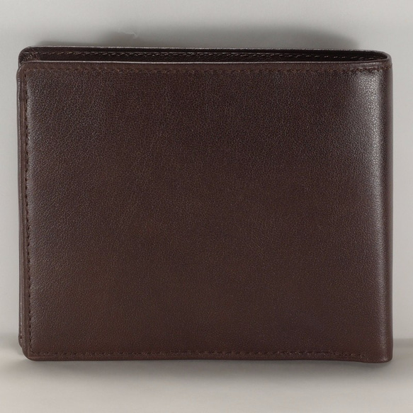 シンプルな2つ折り財布男性の茶色のショートクリップ - カスタムインプリント 2枚目の画像