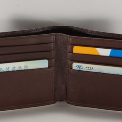 シンプルな2つ折り財布男性の茶色のショートクリップ - カスタムインプリント 3枚目の画像