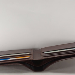 シンプルな2つ折り財布男性の茶色のショートクリップ - カスタムインプリント 5枚目の画像