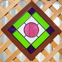 幾何学模様のフェンス飾り　ステンドグラス風（受注生産） 2枚目の画像