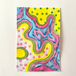T.HONMA 抽象画 青と黄の風景画 木製フレーム付き - メルカリ