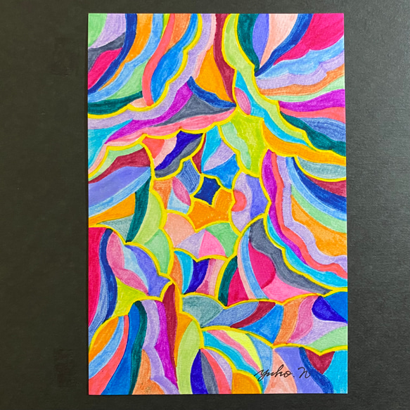 ♪絵画　カラフル　アート　ハンドメイド　オリジナル　ペン画　抽象画 ♪絵画 カラフル アート ハンドメイド オリジナル ペン画 抽象画