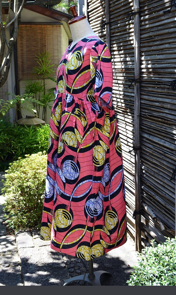 ギテンゲワンピースドレス　‐アフリカの布ギテンゲで作ったワンピース（20GOPD01） 3枚目の画像