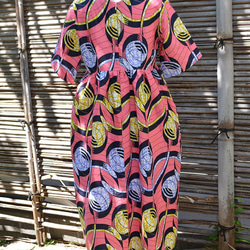 ギテンゲワンピースドレス　‐アフリカの布ギテンゲで作ったワンピース（20GOPD01） 4枚目の画像