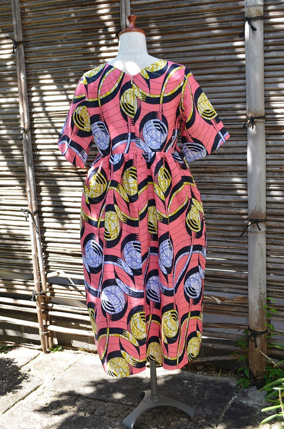 ギテンゲワンピースドレス　‐アフリカの布ギテンゲで作ったワンピース（20GOPD01） 4枚目の画像