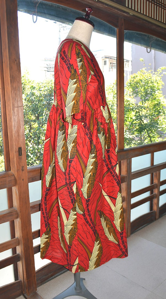 ギテンゲワンピースドレス　‐アフリカの布ギテンゲで作ったワンピース（20GOPD02） 6枚目の画像