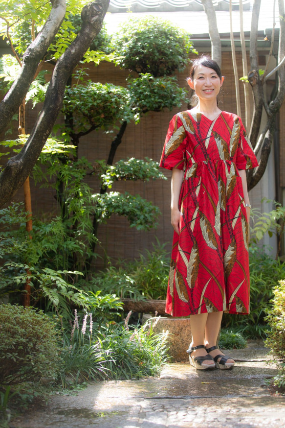 ギテンゲワンピースドレス　‐アフリカの布ギテンゲで作ったワンピース（20GOPD02） 8枚目の画像