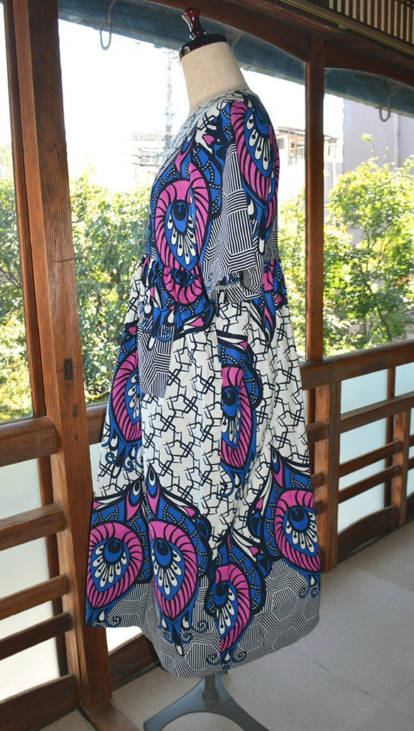 ギテンゲワンピースドレス　‐アフリカの布ギテンゲで作ったワンピース（20GOPD03） 3枚目の画像