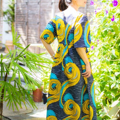ギテンゲワンピースドレス ‐アフリカの布ギテンゲで作ったワンピース