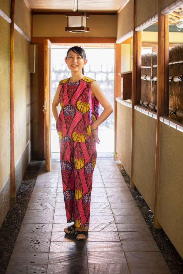 ギテンゲワイドパンツ　‐アフリカの布キテンゲで作ったワイドパンツ（20GWPB02） 8枚目の画像