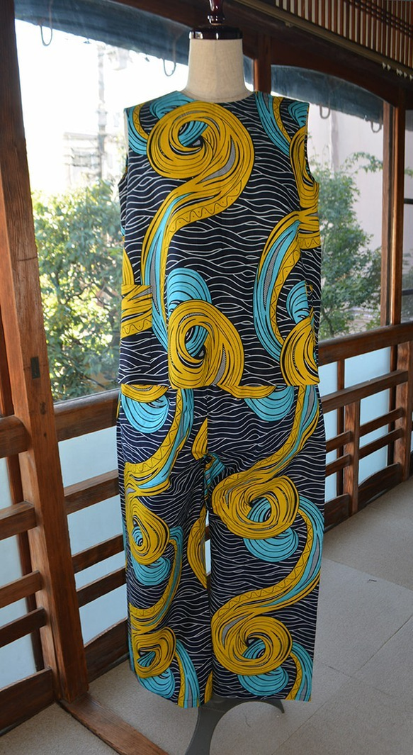 ギテンゲワイドパンツ　‐アフリカの布ギテンゲで作ったワイドパンツ（20GWPB03） 5枚目の画像