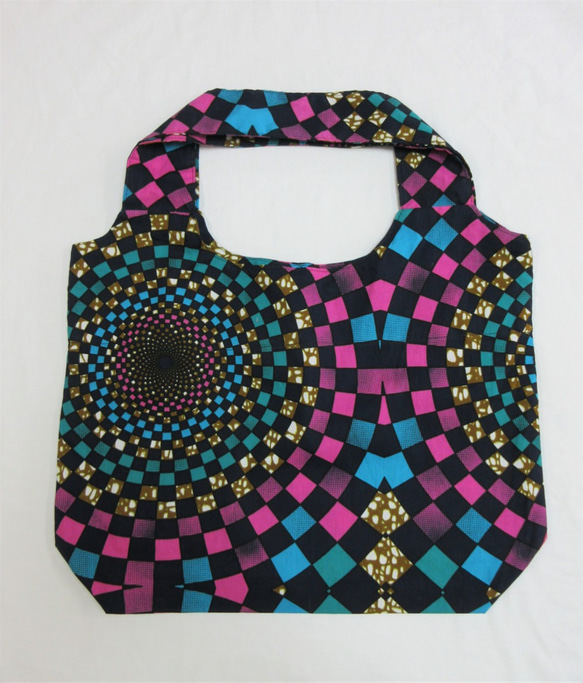 ギテンゲショッピングバッグ　‐アフリカの布ギテンゲで作ったショッピングバッグ（21GSB12） 1枚目の画像