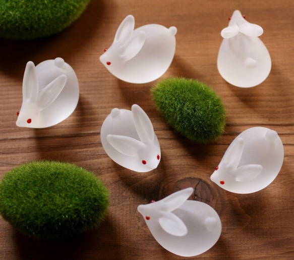 再再販 雪うさぎ ガラス 置物 その他インテリア雑貨 極楽寺がらす工房