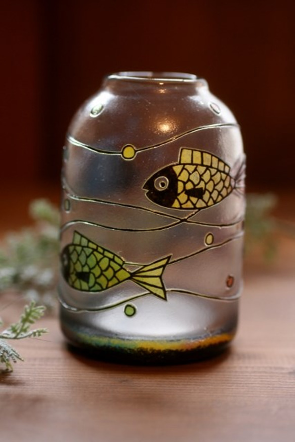 kirie一輪挿し・魚　ガラス　花器　 2枚目の画像