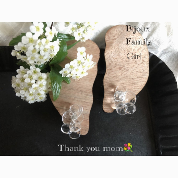 【再販】L 光の宝石  bijoux family LADY 片耳 イヤリング ピアス ビジュー 透明 ガラス 2枚目の画像