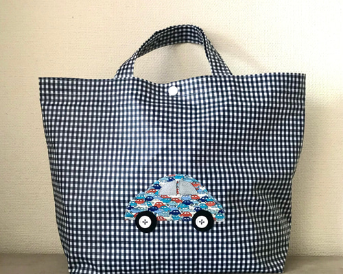 青いチェック柄 寝袋 収納バッグ付き 1_268984455b347d08605992b5a9f4