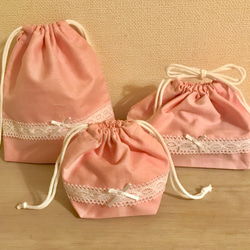お弁当袋&コップ袋セット マカロン ピンク×ピンク お弁当グッズ｜イノブンオンラインショップ