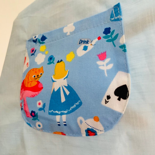 ◎ふんわり袖の半袖スモック◎不思議の国のアリス◎夏用スモックリボン  