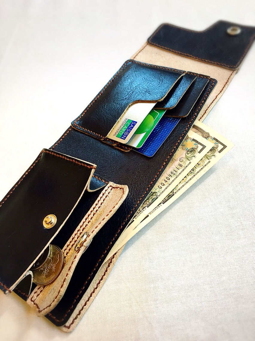 (受注作成)折財布ネイビー