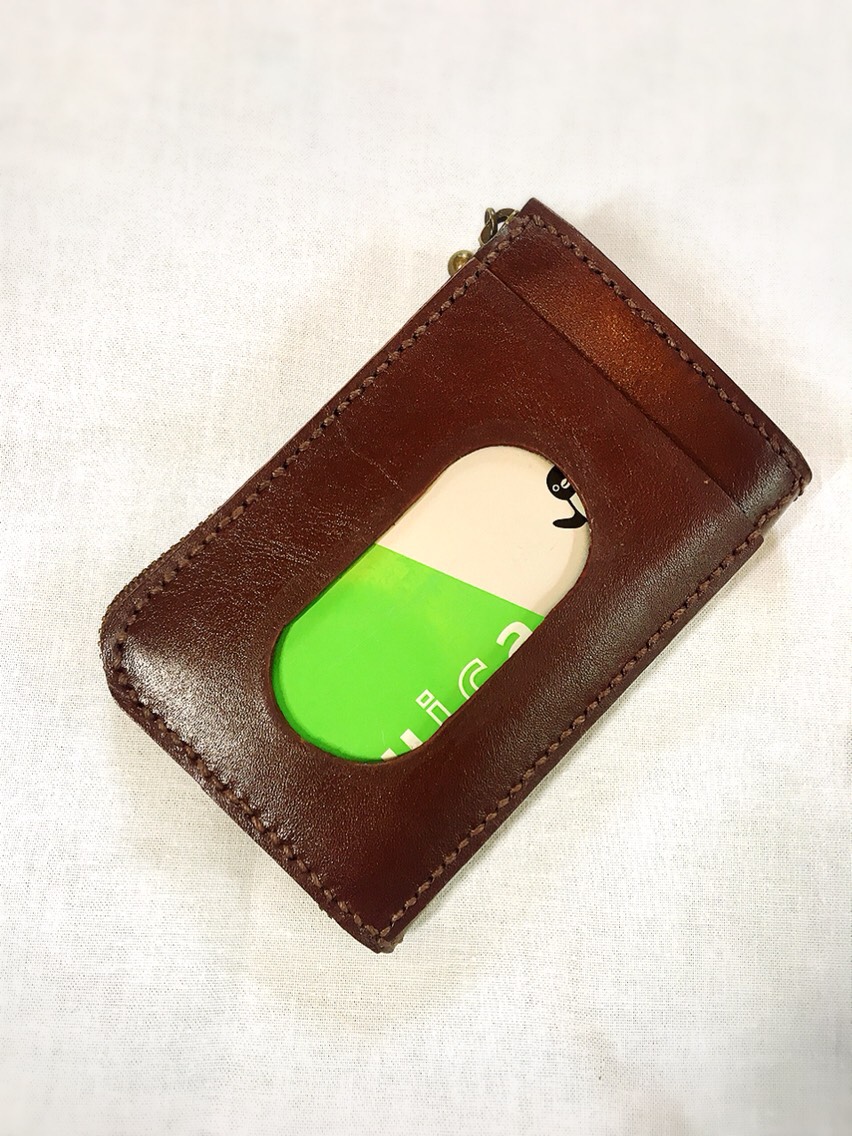 (受注作成)コインケース♪パスケース付きブラウン