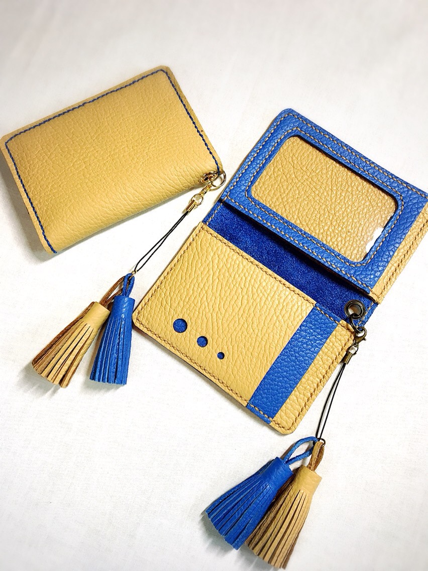 (受注作成)パスケース、免許証ケースADRIA  Champagne/Freshy