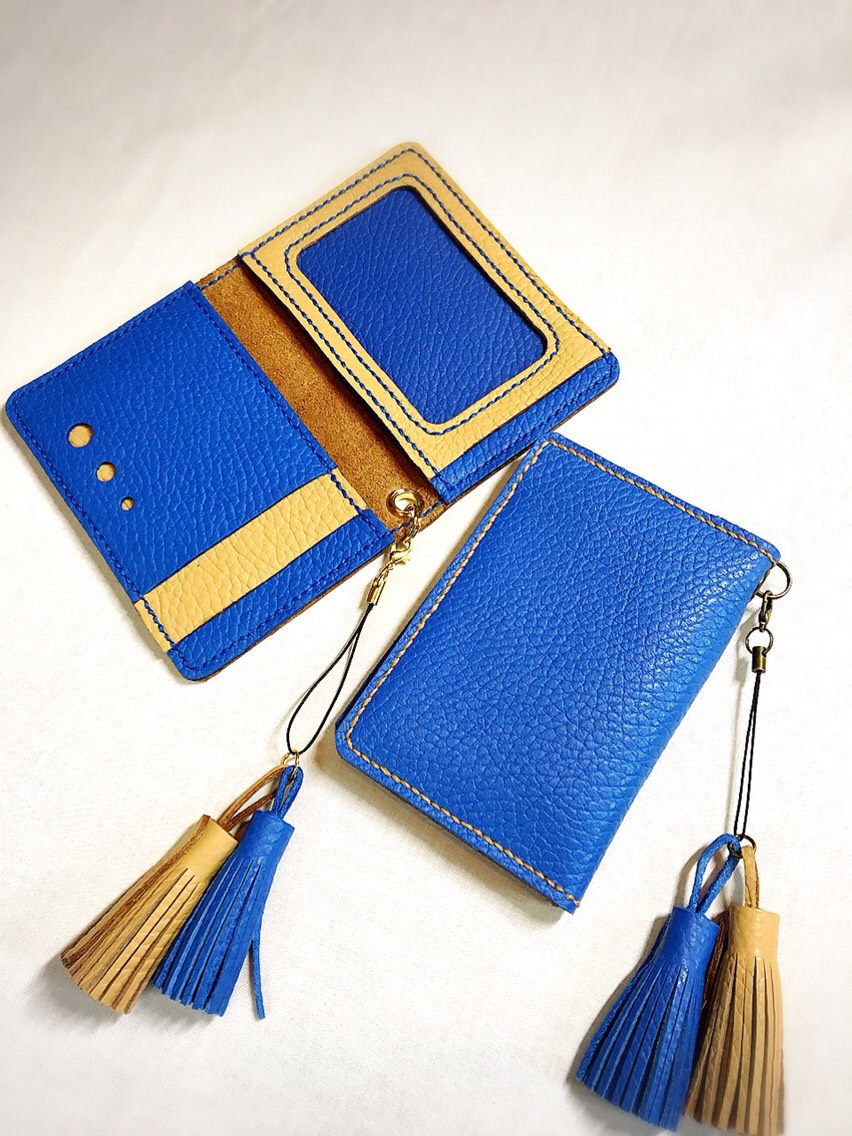 (受注作成)パスケース、免許証ケースADRIA  Champagne/Freshy