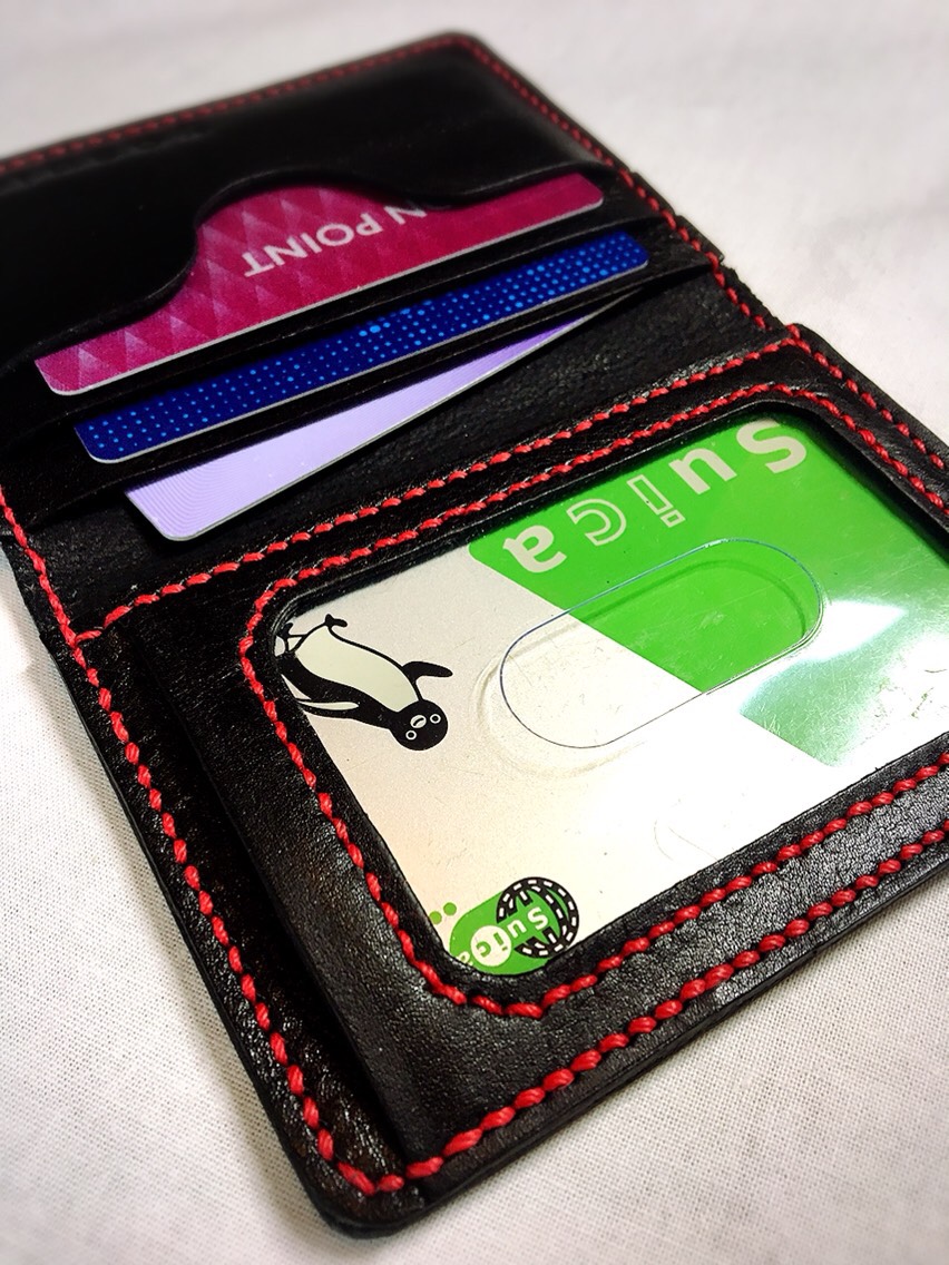 （受注作成）免許証・パスケース☆黒 赤糸